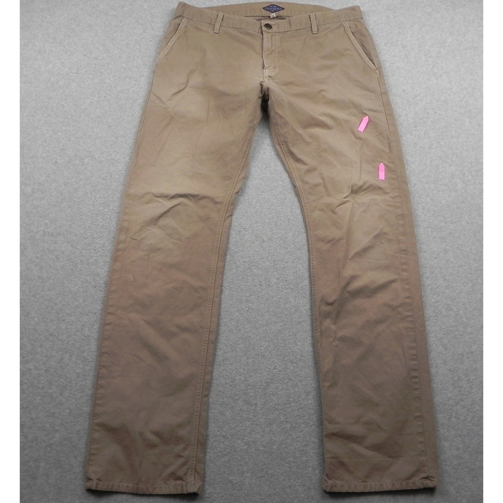 Post'age Chino Pants Mens 36 Straight Fit Tan Khaki Cotton Made in USA Trousers